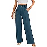 FUNYYZO Wide Casual Pants Women's High Elastic Waisted Business Work Trousers Long Straight Suit Pants
