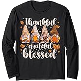Thanksgiving Gnomes Thankful Grateful Blessed Fall Holidays Long Sleeve T-Shirt