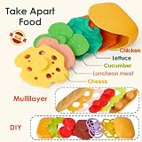 BUYGER Pretend Play Food Set for Kids Take Apart Hamburger Burgers with Tray view 2
