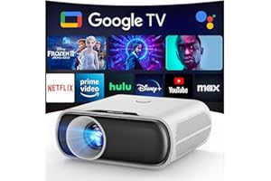 GoogIe TV Projector 4K Supported, Goiaey C26 Mini Smart Projector, Built-in Official Streaming Apps, WiFi Cast, GoogIe Voice,