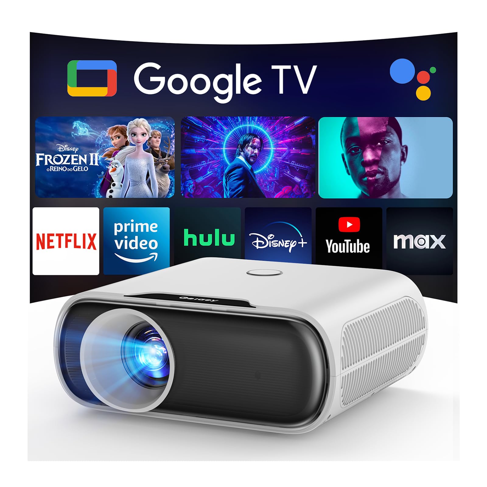 Photo 1 of GoogIe TV Smart Projector with WiFi and Bluetooth, Goiaey C26 Mini Portable Projector, Built-in Official Streaming Apps, GoogIe Voice, DoIby Audio, Zoom Native 1080P 4K Supported Movie Proyector