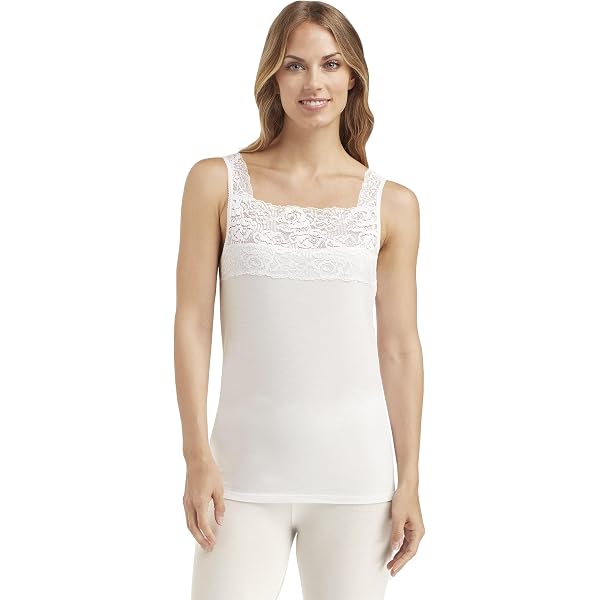 SofTech Venice Lace Detail Cami Black / S at Amazon Women's