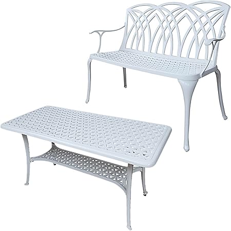 Lazy Susan Claire Rechteckiger Garten Beistelltisch Mit 1 April Gartenbank Gartenmobel Set Aus Metall Weiss Amazon De Kuche Haushalt