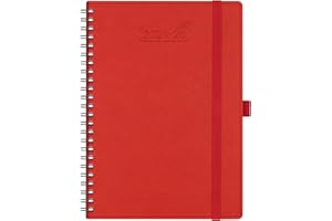 BEZEND Planner 2025 Starts from Now, 18 Months (July24-Dec25) [Red] 5.8" x 8.5", Academic Year Planner, Daily Weekly and Monthly Calendar, Spiral Bound, Vegan Leather Soft Cover