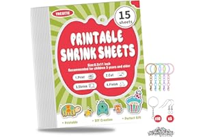 YNCOTTE 15 Pcs Printable Shrinky Dink Sheets, Safe Printable Shrink Plastic Sheet Films Paper Set with Key Rings, Earring Accessories for Mother's Day, Father's Day Gifts (8.5 x 11 inch)