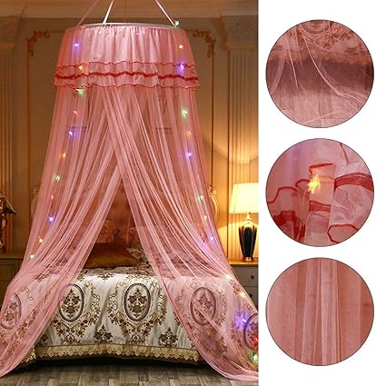 Pokerty Mosquito Net Round Canopy Princess Style Mosquito Net Bed