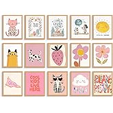 BigWig Prints Eclectic Wall Art for Girls Bedroom - Toddler Room Decor for Girls, Floral Nursery Decor, Pink Aesthetic Wall A