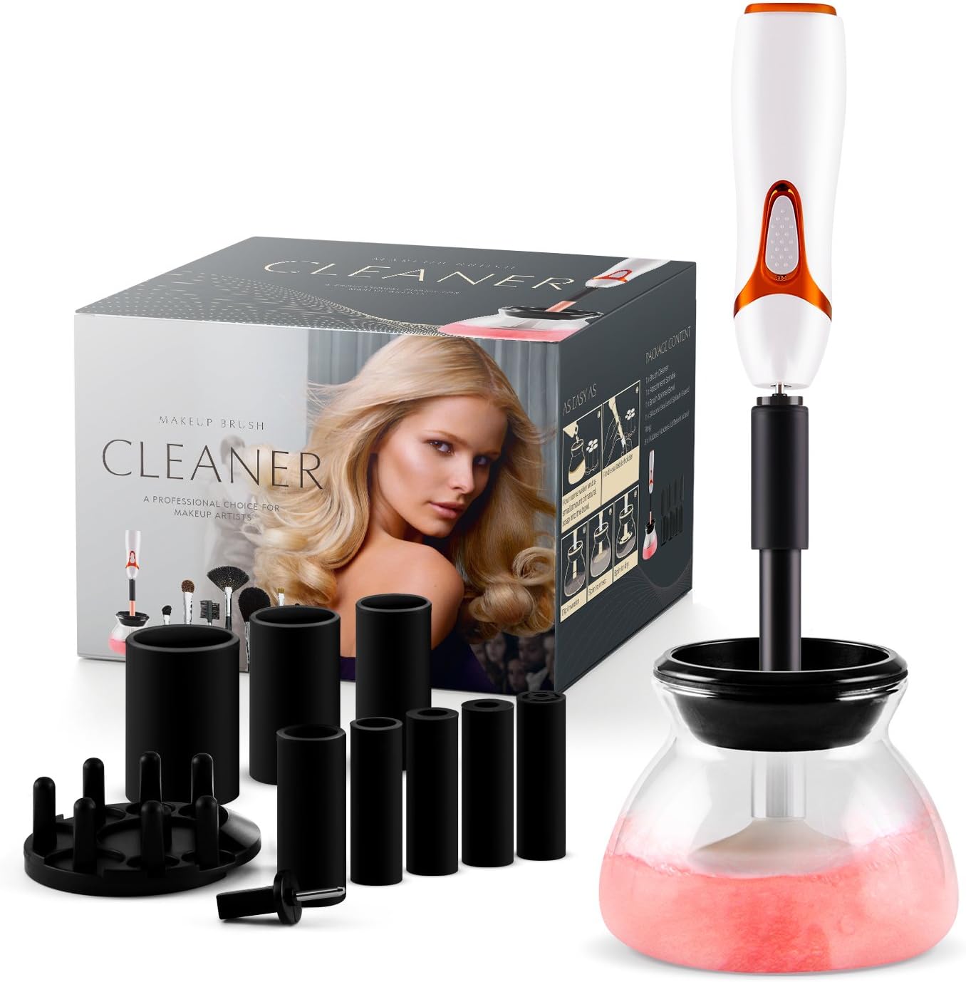 Beanco Tech [ 2018 Upgraded Electronic Cleaner Wash & Dry in in Seconds with 8 Rubber Holders Suit Makeup Brushes, Pink