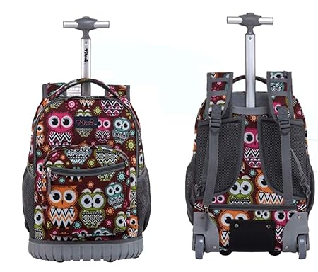 DI GRAZIA Canvas Multicolour Eagle Eye Owl Design Printed Travel Tote Suitcase