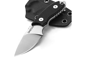 Omesio Compact Fixed Blade Knife with Sheath, 5.43" Full Tang D2 Steel Tactical Knife, 2.17-Inch Blade G10 Handle for Outdoor