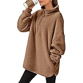 ANRABESS Women's Sweatshirt Sherpa Fuzzy Fleece Zip Up Hoodies Cozy Pullover Soft Sweaters Tops 2025 Fall Trendy Clothes