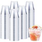 Clawsoff 9 oz Clear Plastic Cups, 300 Pack Disposable Fancy Cup for Wedding, Cocktail Cups 9 Ounce, Bulk Clear Plastic Tumblers for Iced Coffee, Cold Beverage