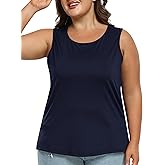 MoFiz Women's Plus Size Workout Tank Tops Sleeveless T-Shirts Quick Dry Tennis Shirt Running Casual Tops for Summer XL-5XL