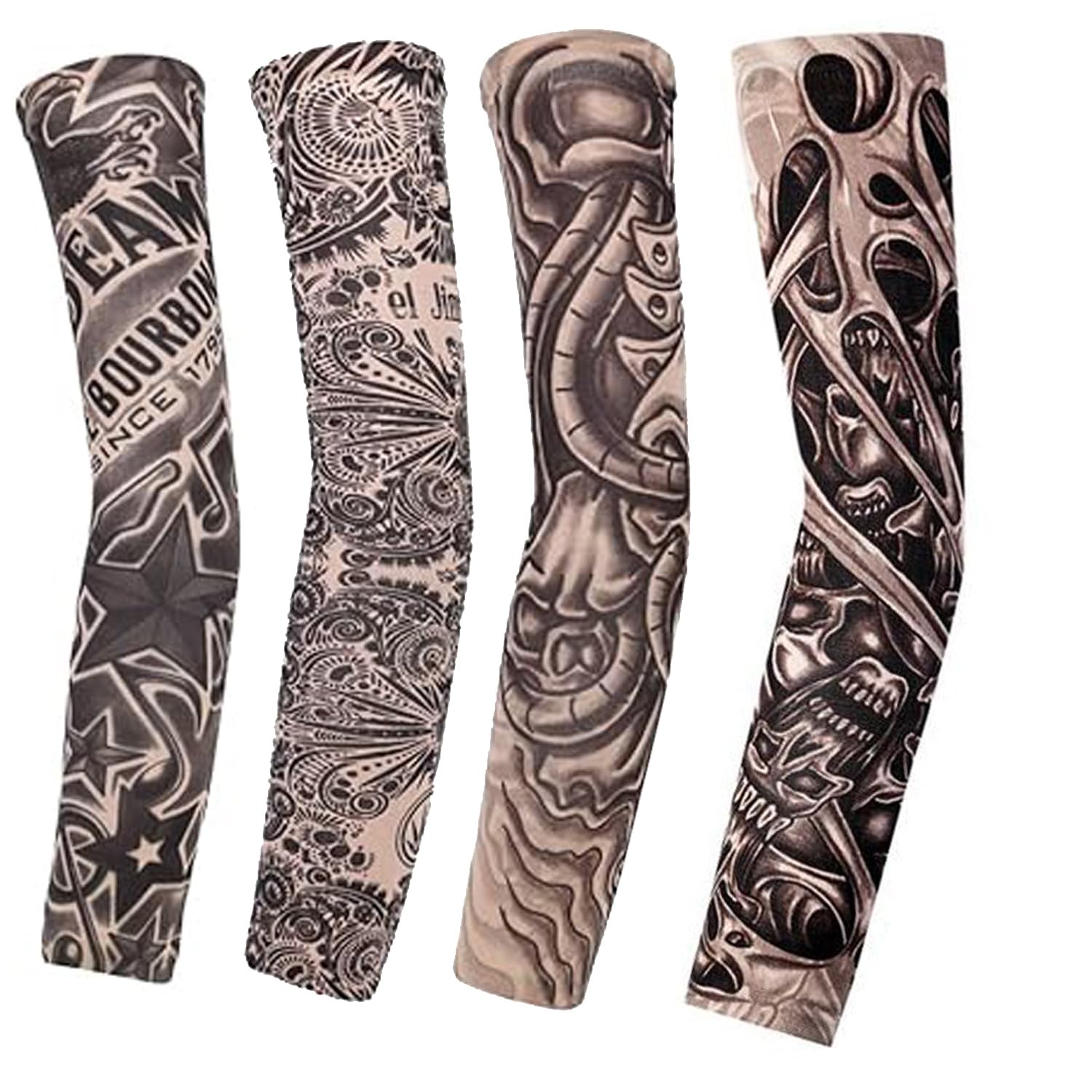 Yeesabella 4 PCS Arm Fake Tattoos Sleeves Cover For Men Women, Unisex Party Tribal Totem Tattoos Sleeves for Outdoor Cycling Basketball Sunscreen Nylon Stretch
