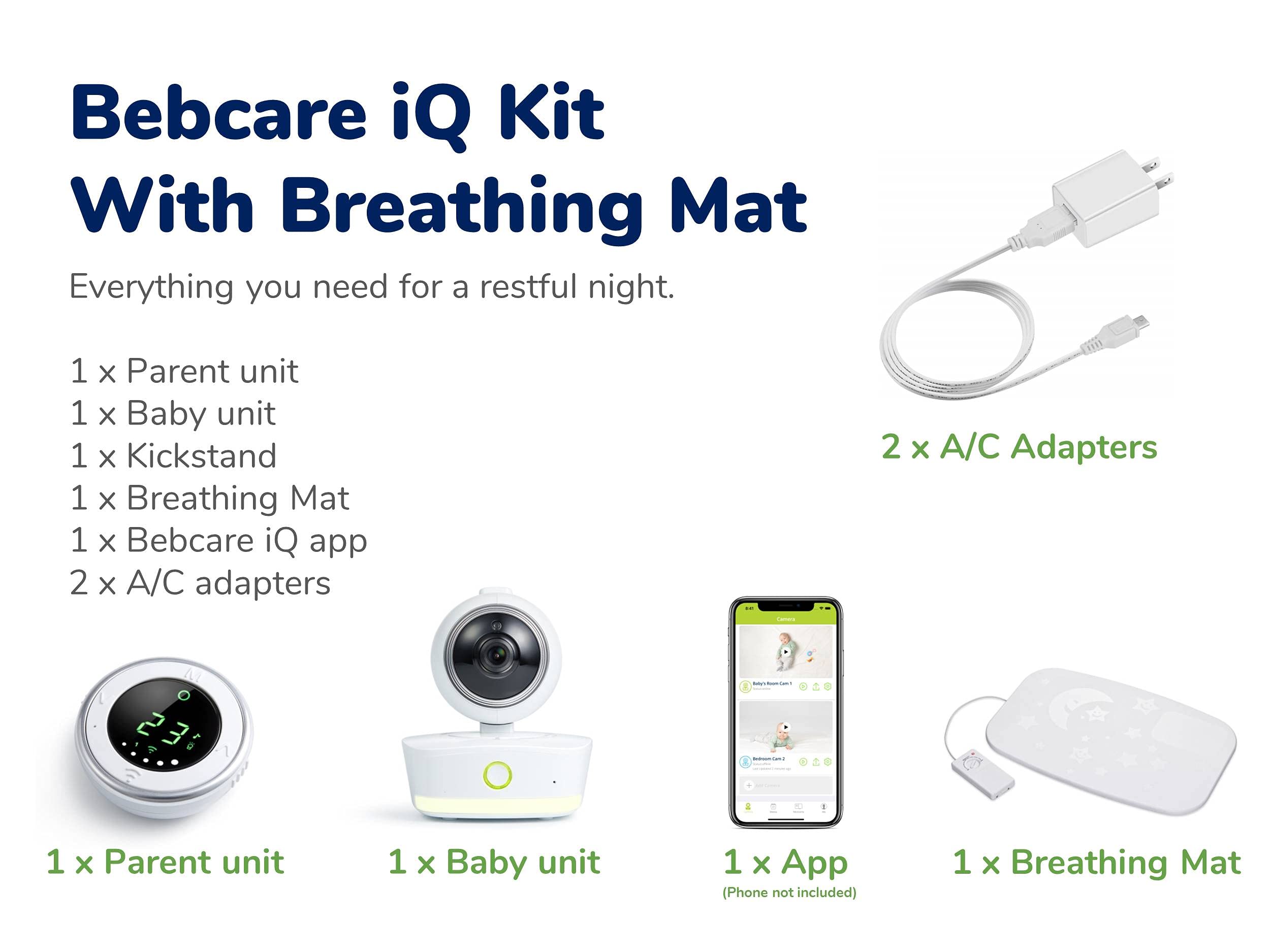 Bebcare iQ - Smart HD Baby Monitor: Full HD 1080p Video, Pan-and-Tilt, Temperature Sensor, Motion and Sound Alert, Stand-Alone Audio Monitor Unit (with Breathing Sensor Mat)