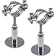 Quluxe 2 Pcs Stainless Steel Wall Mount Ceiling Mount Pipe Supports, Adjustable Pipe Bracket Clamp Pipe Strap for Dia 1-1/2 Inch Pipe Tube