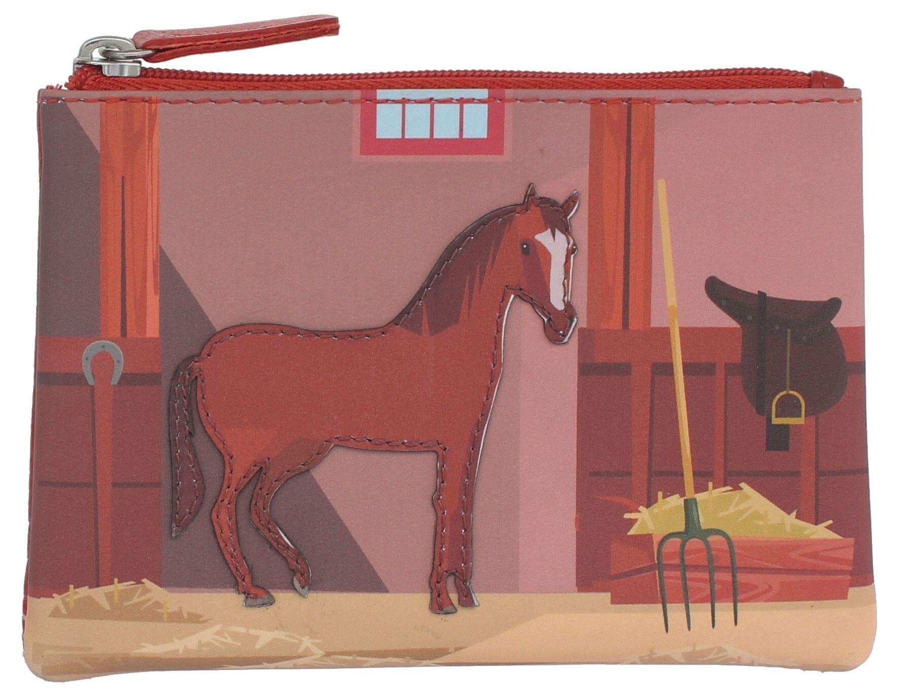 Mala Leather Applique and Printed Leather Coin Purse 4115_11 Horse in Stable
