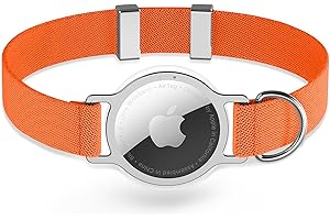 ZOWPET AirTag Cat Collar, Ultra Elastic Cat Tracker Collar with Apple Air Tag Holder, [Lightweight & Scratch Resistant] Stepless Adjustable GPS Pet Tracking Collars for Cats Kittens (Orange)