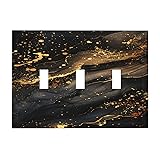 OILbiexn Light Switch Cover Black Gold Abstract