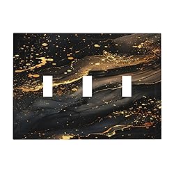 OILbiexn Light Switch Cover Black Gold Abstract