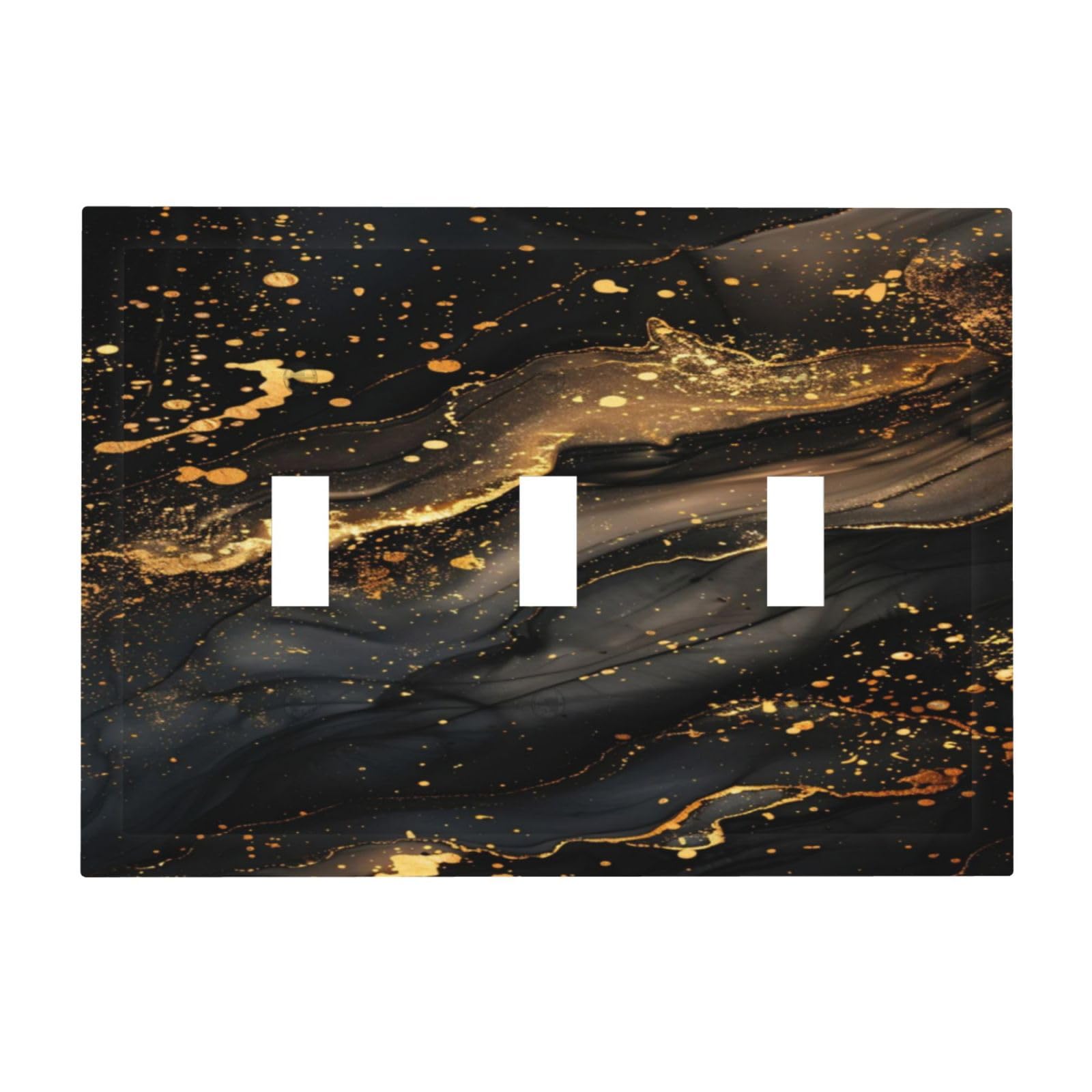 OILbiexn Light Switch Cover Black Gold Abstract