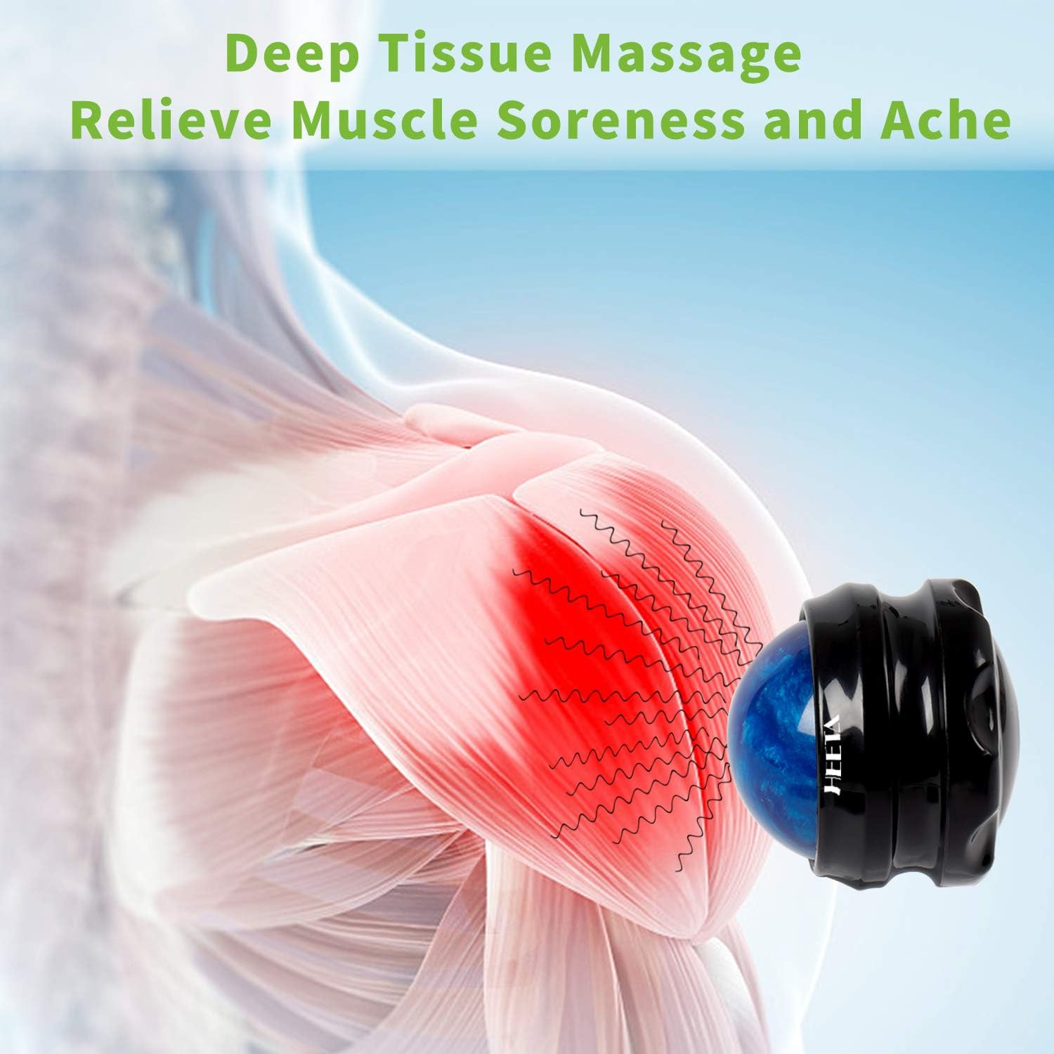HEETA Massage Ball Manual Roller Massager 2-Pack Self Massage Therapy Tool for Sore Muscles, Shoulders, Neck, Back, Foot, Body, Deep Tissue, Stiffness, Joint Pain Relief (Blue&Green): Health & Personal Care