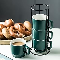 Miamolo Cappuccino Cups Set of 4, Stackable Coffee