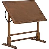 Studio Designs Vintage Drafting Table - Antique Design Solid Wood Drafting Table with Built-In Pencil Groove and Pencil Ledge - Angle Adjustable Work Surface