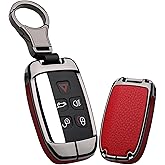 ontto Key Cover Fit for Land Rover Key Case Metal Leather Key Holder with Keychain