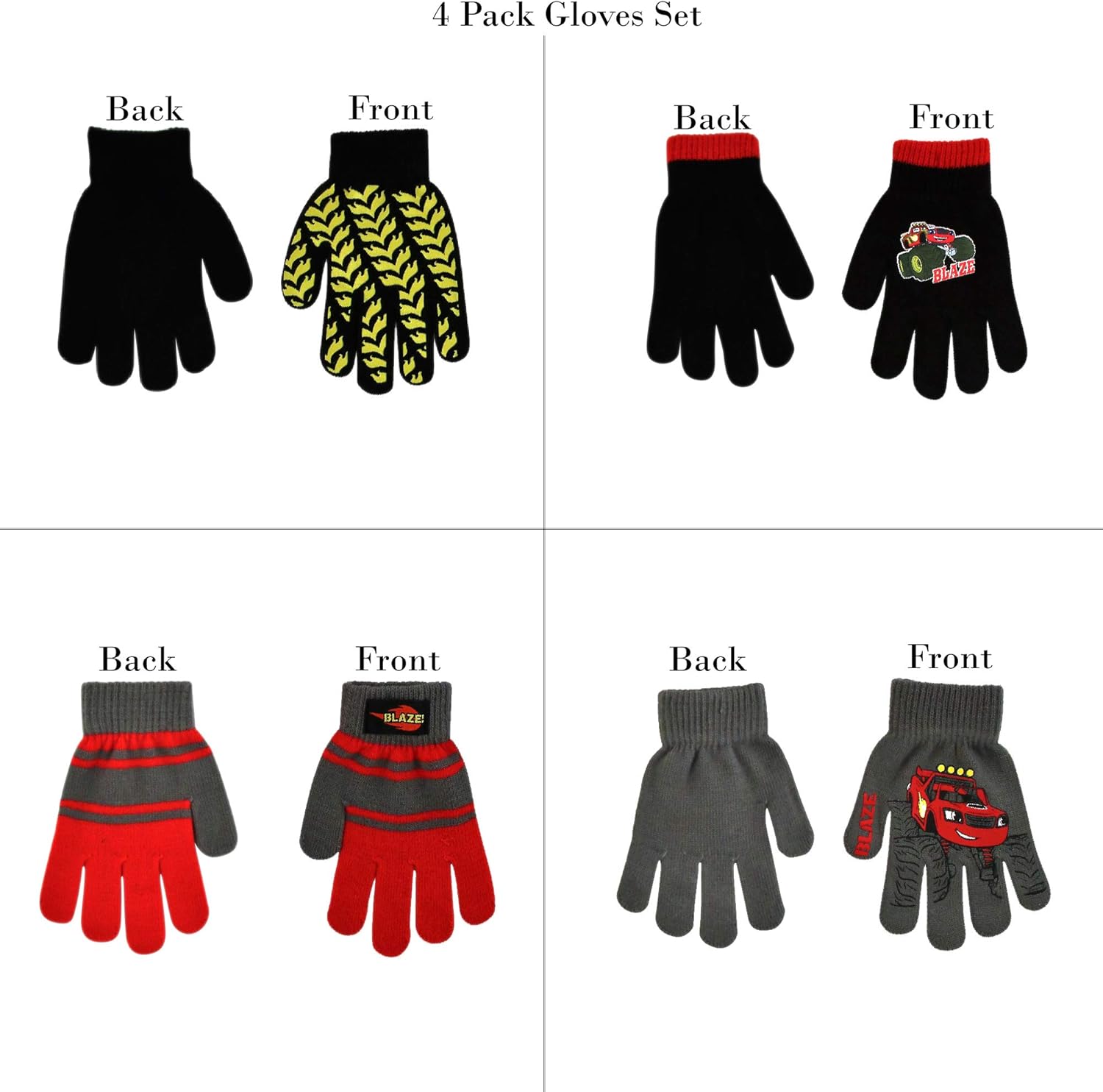 Nickelodeon Boys 4 Pack Mitten or Glove Set: Paw Patrol and Blaze (Age 2-7): Clothing