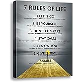 7 Rules of Life Motivational wall decor on canvas for classroom prints posters,inspirational wall art prints for home decor or home Positive for Office preppy room decor for Living Room A-253