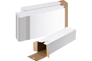 Colarr 50 Pcs Mailing Tube 3 x 3 x 12 Inches Corrugated Cardboard Box Square Shipping Tubes Moving and Storage Tumbler Boxes Bulk for Shipping for Packagin(White)