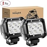 Nilight - 60001F-B Led Pods 2PCS 18W 1260LM Flood Led Off Road Lights Super Bright Driving Fog Light Boat Lights Driving Ligh