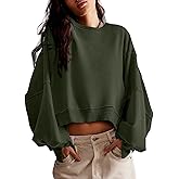 Zwurew Womens Casual Sweatshirt Long Sleeve Tops Crewneck Loose Fit Tee Pullover Crop Tshirt Side Slit Fall Fashion 2024
