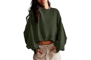 Zwurew Womens Casual Sweatshirt Long Sleeve Tops Crewneck Loose Fit Tee Pullover Crop Tshirt Side Slit Fall Fashion 2024