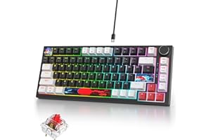 iRoboosta 75% Mechanical Gaming Keyboard, Hot Swappable RGB Backlit Custom Keyboard with Knob, Gasket Mount USB Wired Keyboar