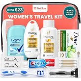 Travel Essentials Kit For Women Includes Name Brand Travel Size Toiletries | Travel Size Shampoo And Conditioner, Bar Soap, Toothpaste, Deodorant And Accessories. Premium Reusable Travel Toiletry Bag,