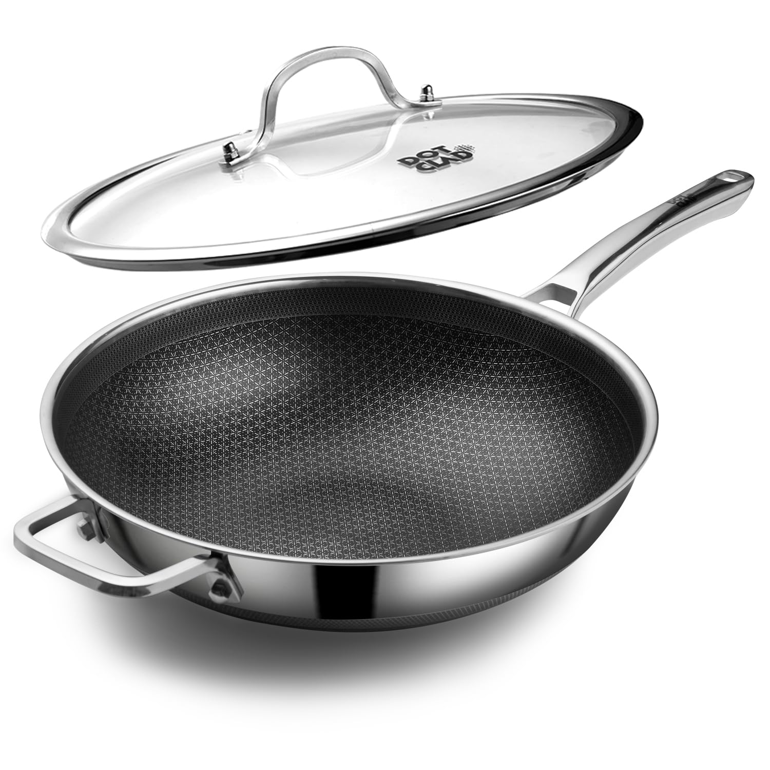 Photo 1 of Wok Pan, 12 inch Wok with Lid, PFOA Free Cookware,non stick Stainless Steel Woks & Stir-fry pans Nonstick, Dishwasher and Oven Safe, Works on Induction