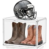 XXX-Large Extra Large Acrylic Display Case 17''x13''x13'' Transparent Shoe Display Case Sneaker Bag Organizer Clear Stackable Boot & Shoe Boxes Large Showcase for Helmet, Handbag, Figures Collectibles