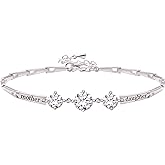 ALOV Jewelry Sterling Silver "mother daughter" Cubic Zirconia Bracelet