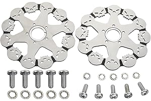 BLCYANUE 1 Piece Skull Front Rotor and 1 Piece Rear Rotor 11.5'' set for Harley Davidson Touring Softail Sportster Dyna Early Super Glide Motorcycle,Heat Dissipation Stainless Steel Rotors