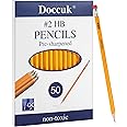 Doccuk Premium Yellow Pre-Sharpened Bulk #2 Pencils With Erasers, Wood-Cased Hb Pencils Suitable For Classrooms,Offices, And Teachers,50 Count
