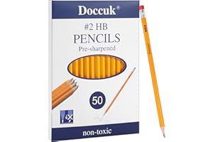 Doccuk Premium Yellow Pre-Sharpened Bulk #2 Pencils With Erasers, Wood-Cased Hb Pencils Suitable For Classrooms,Offices, And Teachers,50 Count