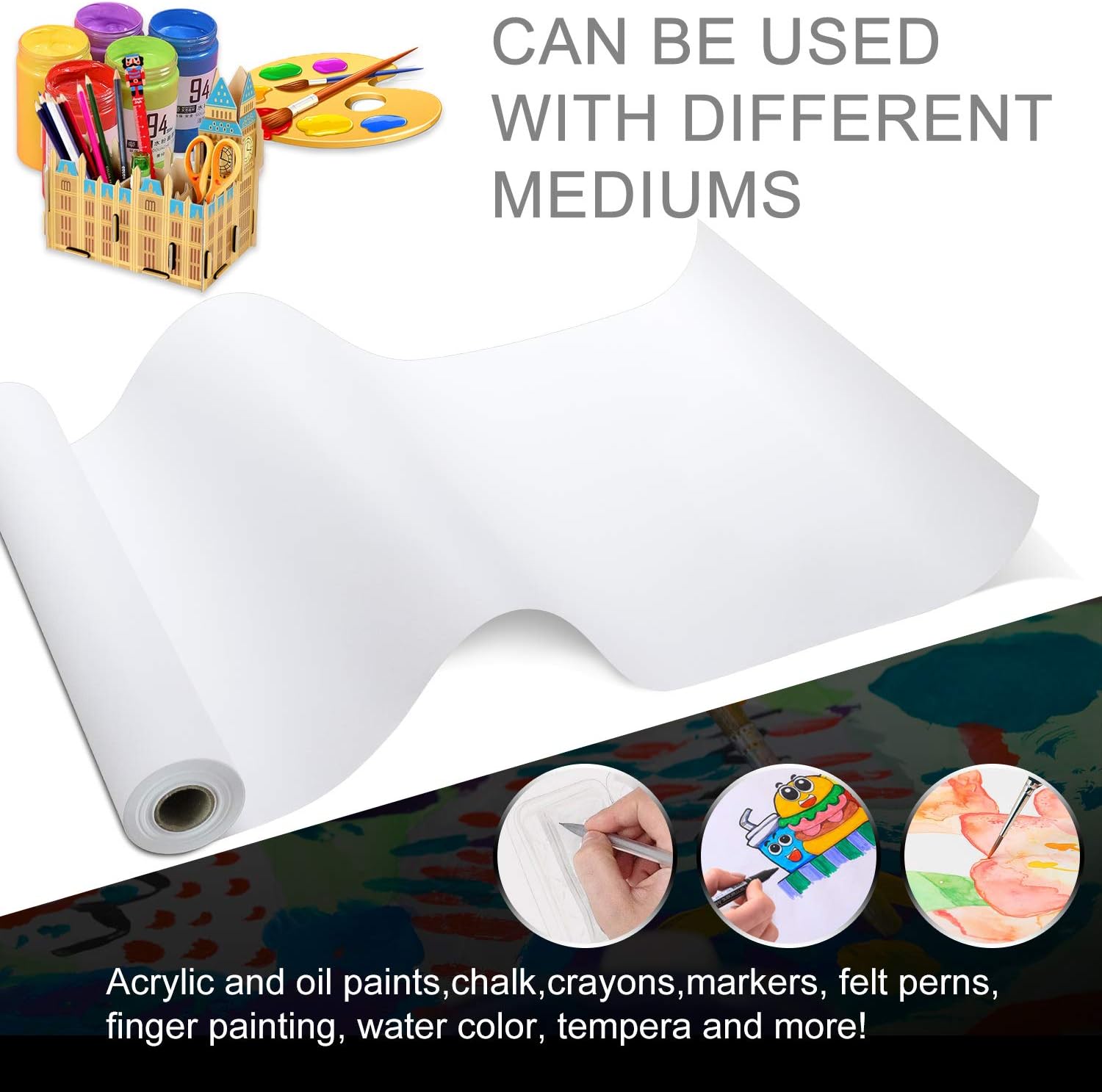 White Art Paper Roll - Gimilife15 Inch by 82 Feet (984 Inch) Drawing Paper Easel Paper Roll for Kid's Art Easel Paper, Wall Art, Fadeless Bulletin Board Paper, Gift Wrapping Paper and Kids Crafts: Arts, Crafts & Sewing