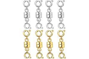 Dailyacc Magnetic Necklace Clasps and Closures, Double Open Bracelet Extender for Jewelry Converters Clasp (14k Gold, Silver)