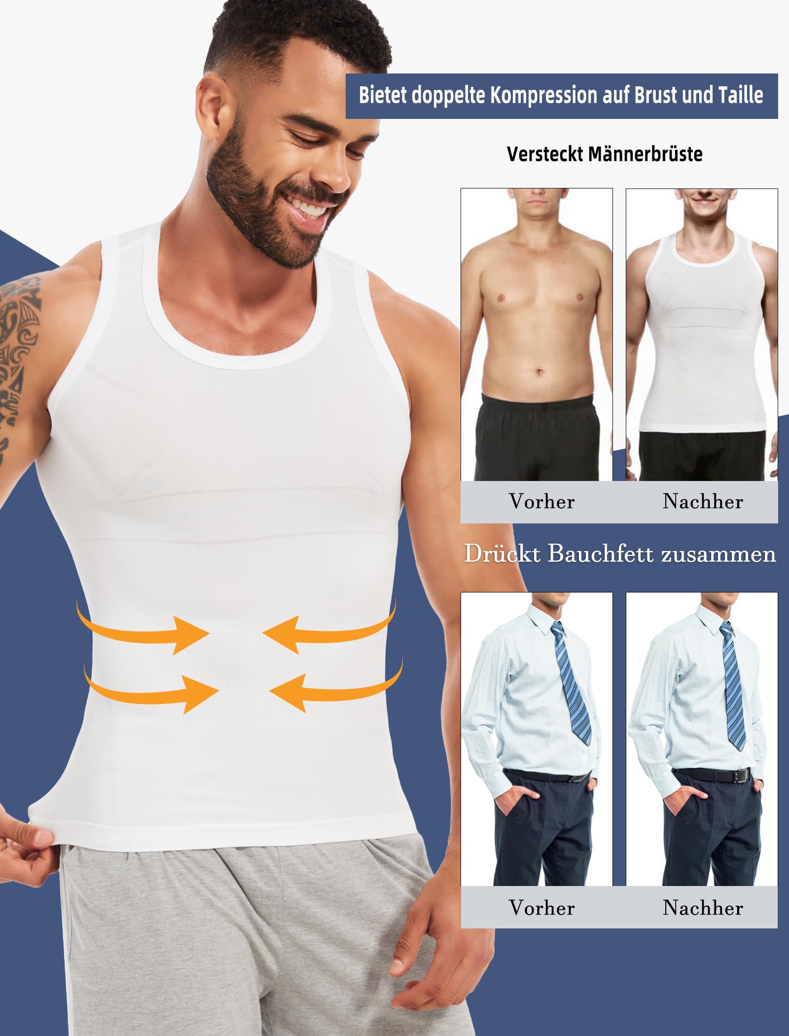 MISS MOLY Herren Kompressionsshirt Ärmellos Body Shaper Elastische Bauchweg Unterhemd Tank Top Figurformend Weste 4