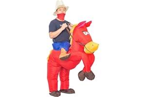 JYZCOS Inflatable Cowboy Costume Adult Western Horse Rider Fancy Dress for Men Women Halloween Party Suit