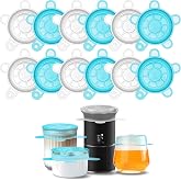 Small Silicone Stretch Lids, 12PCS 2.6"/6.5cm Reusable Silicon Covers | Zero Waste Container Lids for Jars Bowls Cups Bottles Cans | Blue &amp; White