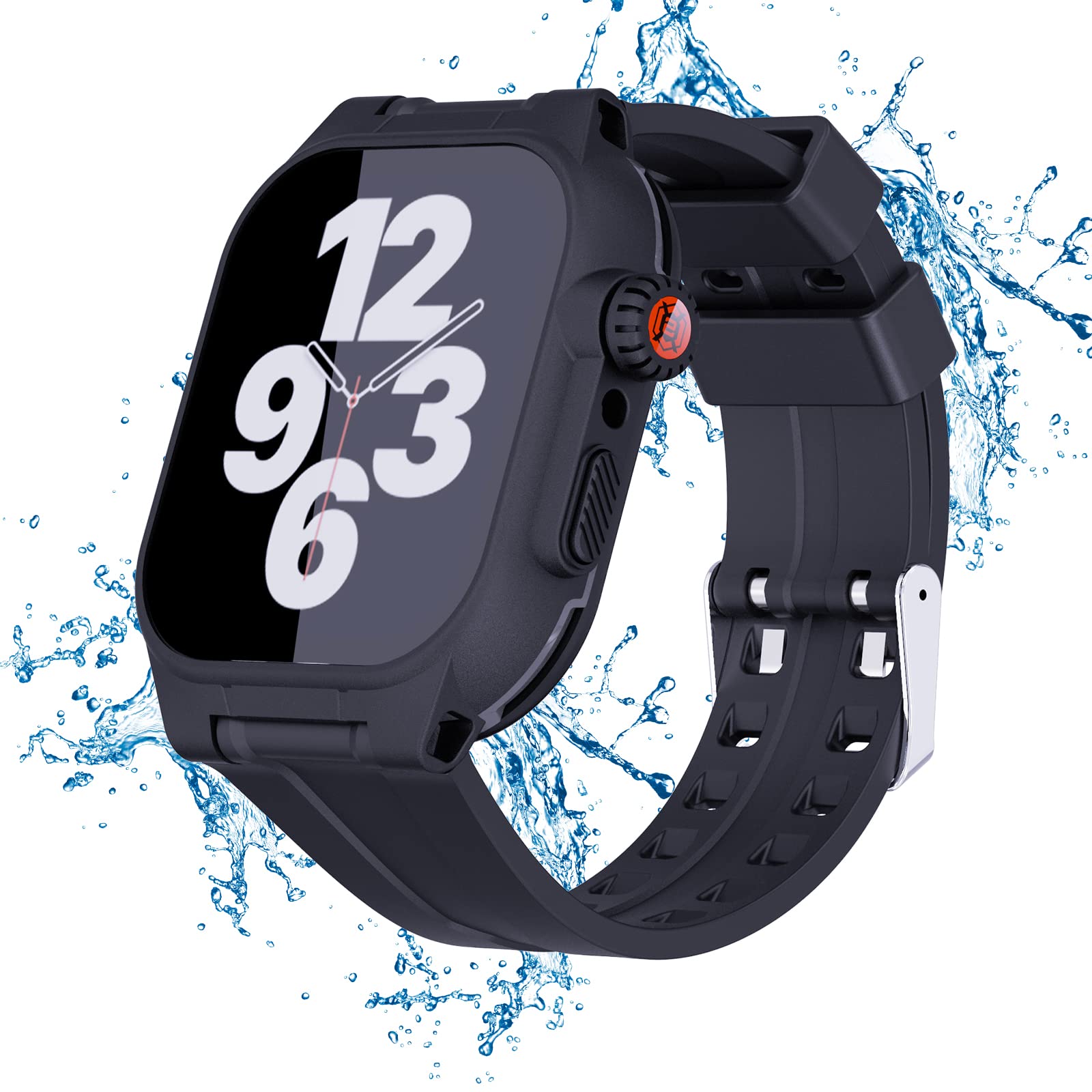 ShellBox Case Black Apple Watch 41 mm Case with Touch Protective Film and Band,IP68 Waterproof[Ultra-Multifunction]Protective Cover for Apple Watch Series 8&7