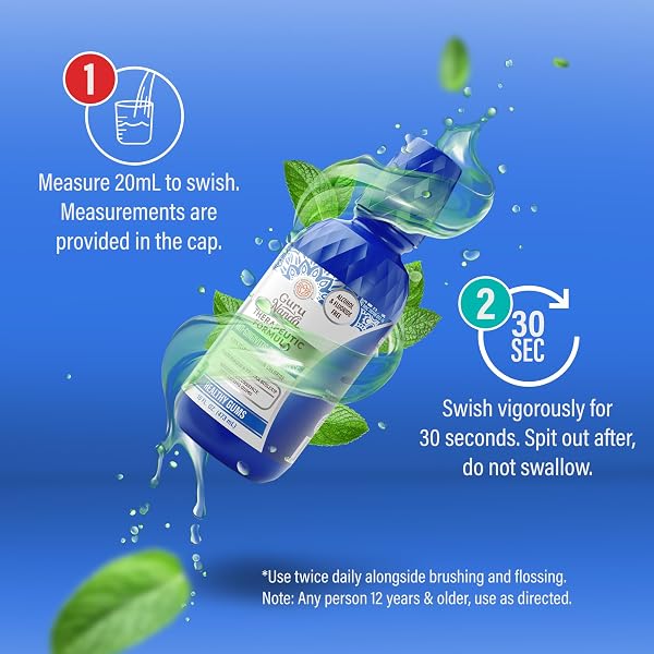 GURUNANDA HEALTHY GUMS MOUTHWASH FOR GINGIVITIS & BLEEDING GUMS – ANTIGINGIVITIS ORAL RINSE WITH 0.05% CPC – ALCOHOL-FREE, FLUORIDE-FREE PLAQUE CONTROL, WILD MINT – 16 OZ, PACK OF 2